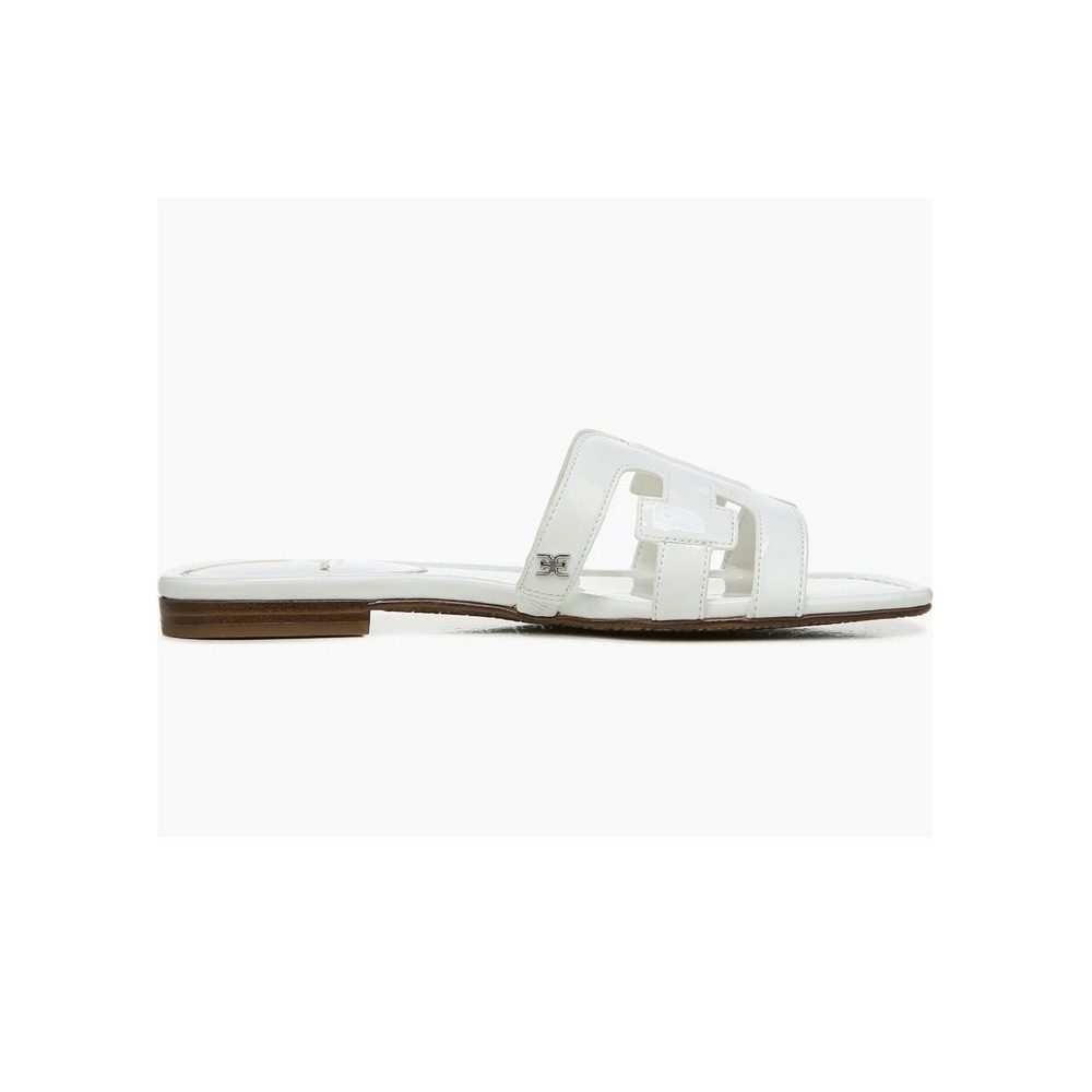 Sam Edelman Bay Slide Sandals Womens 9M White Patent Cutout Flat Slip On Shoes - Picture 4 of 6
